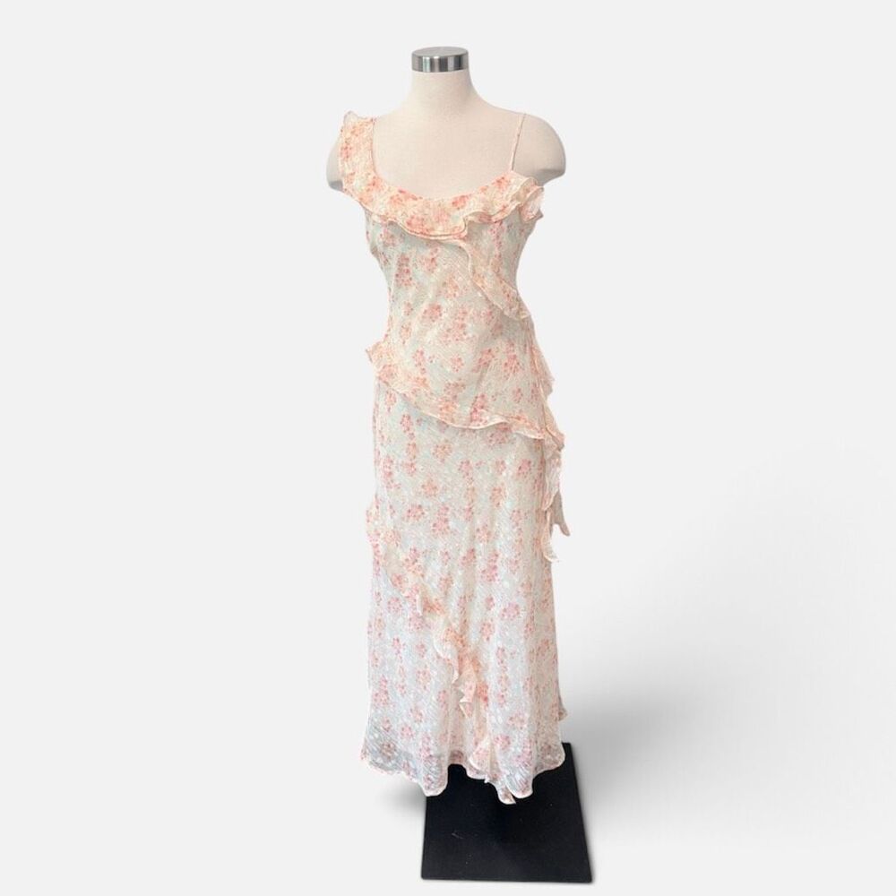 Storia Ruffle Tiered Maxi Dress Floral Boho Medium Flowy Mermaid